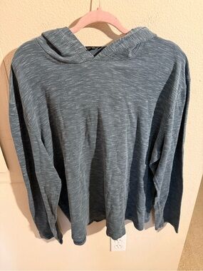 Vince Blue Space Dye Hooded Lightweight Pullover Top XL Peru